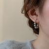 Delicate Gray Pearl Zircon Hoop Earrings for Women Vintage Elegant Crystal Beaded Earrings Bride Wedding Jewelry Gifts