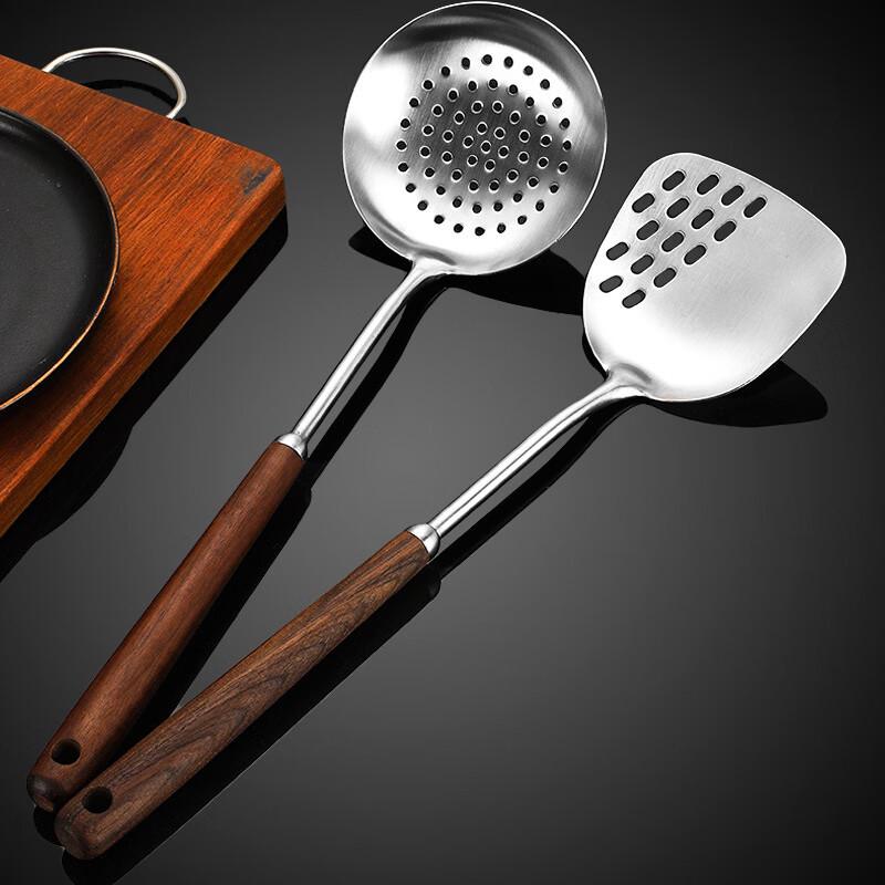 Ru Han 304 Stainless Steel Wok Spatula Set with Walnut Handle