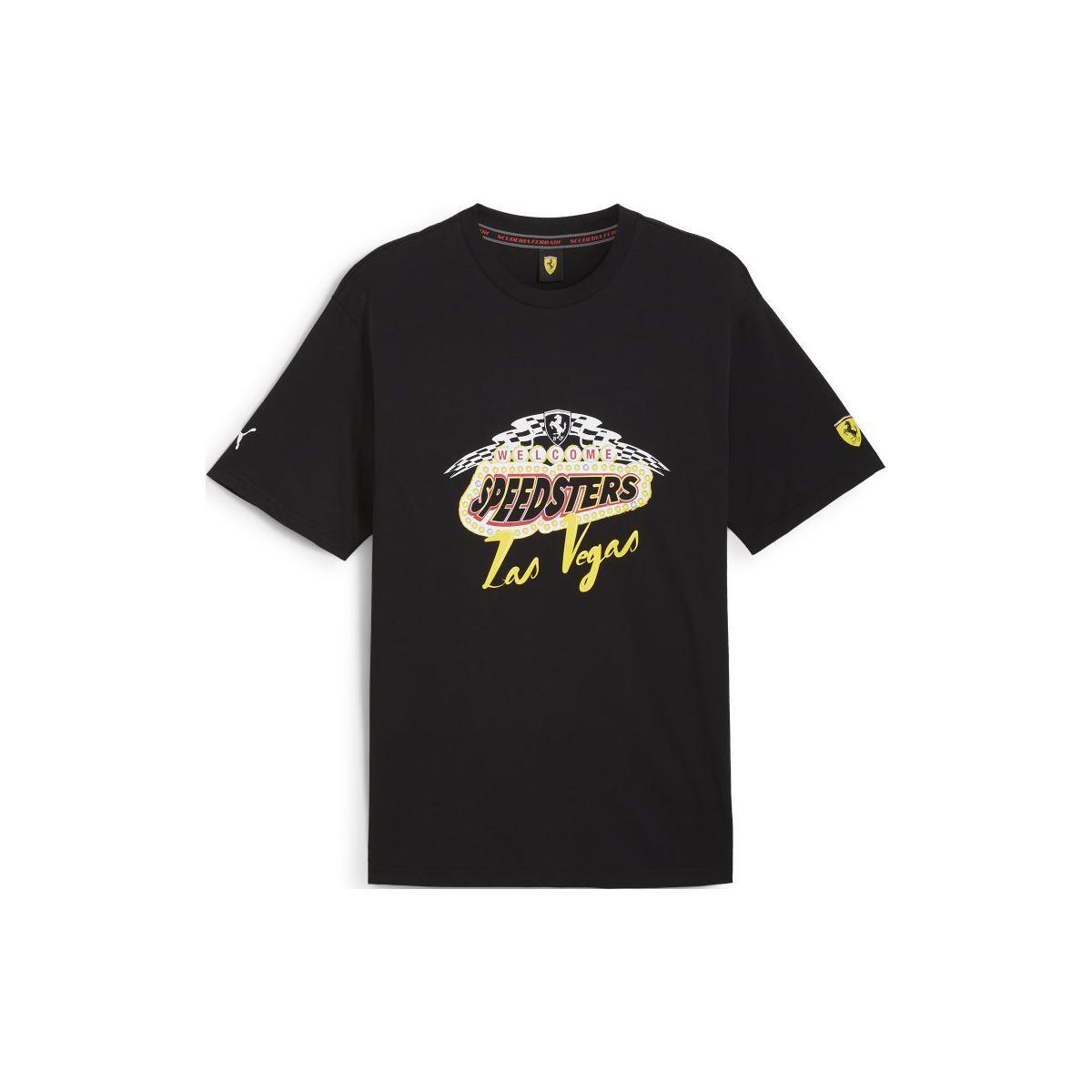 

Puma X Ferrari Race Garage Crew Las Vegas Letter Print Crew Neck Short Sleeve T-Shirt Men Tops Black 623655-01 M