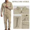 Men's Fall Winter Heavyweight Twill Jacket Pants Two Piece Set Solid Jacquard New