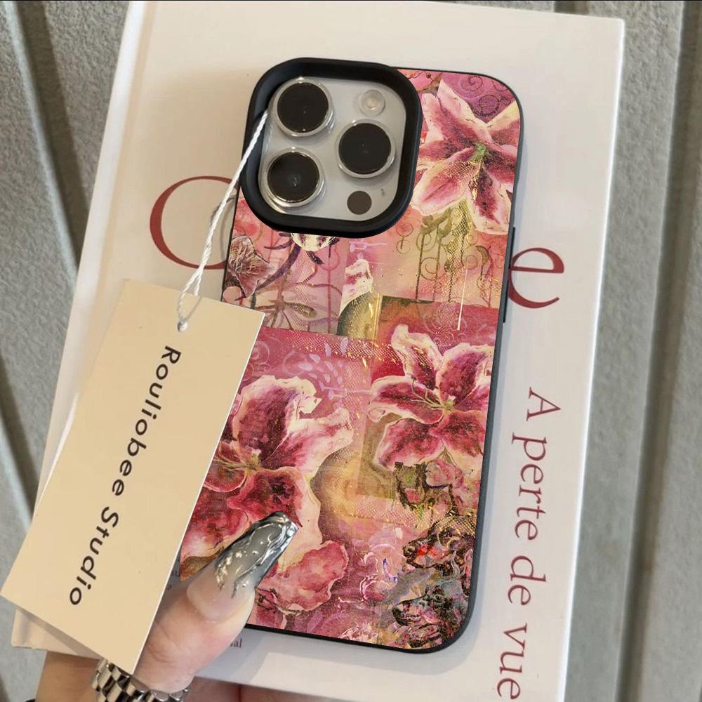 

HOT Luxury lip print Lily flower Lichee leather pattern Phone Case For iPhone 17 16 15 14 13 12 11 Air Pro Max Plus X XR XSMax iPhone 17 Air