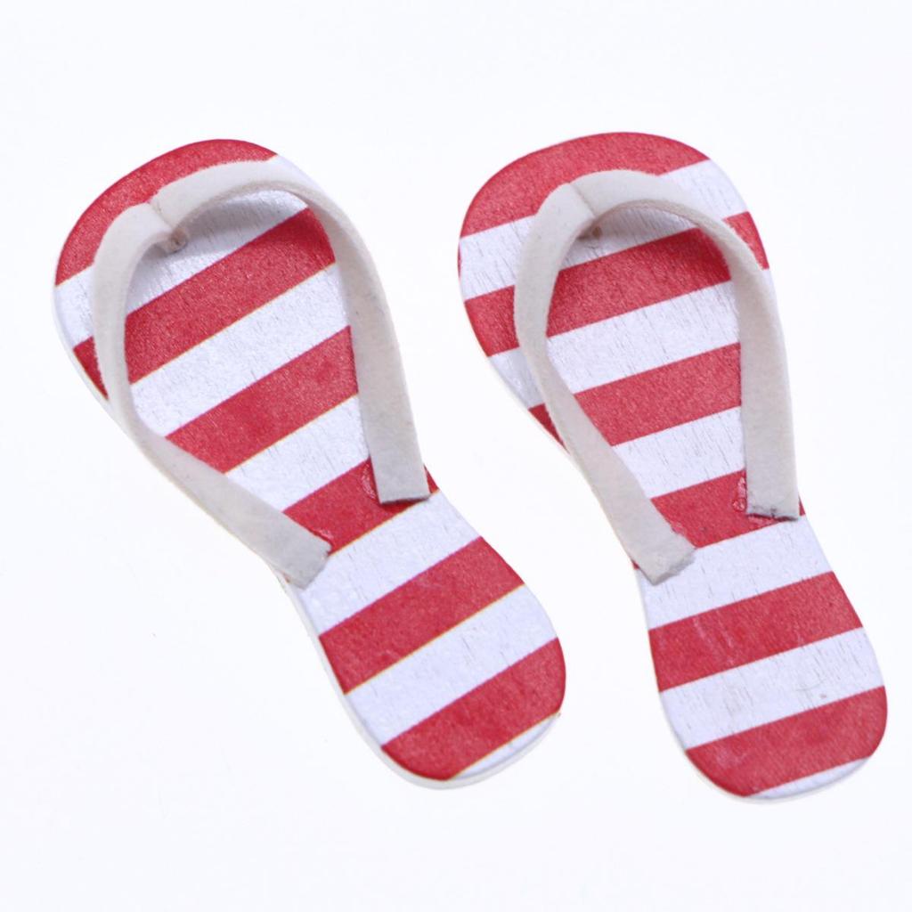 Miniatur BJD Puppenhaus Holz Flip-Flop Sandalen: Sommer Strand Szene Hausschuh Zubehör