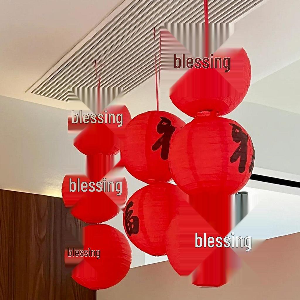 2026 New Year Red Fu Lanterns & Festive Spring Festival Wall Decor