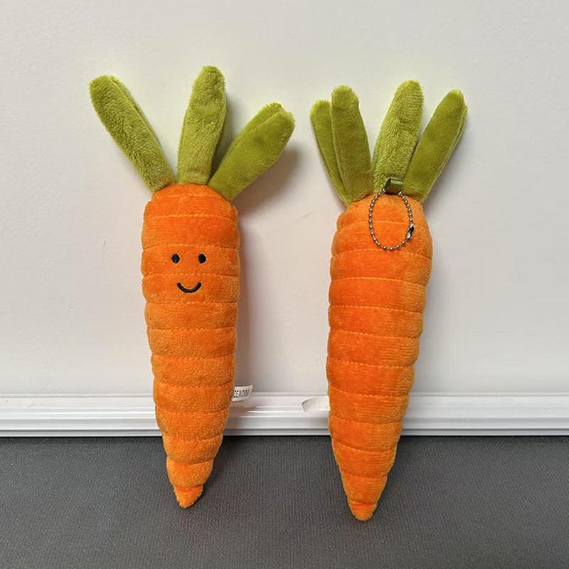 Fun Carrot Plush Toy Keychain Cartoon Vegetable Soft Stuffed Doll Pendant Car Key Ring Backpack Bag Decor Kid Gift