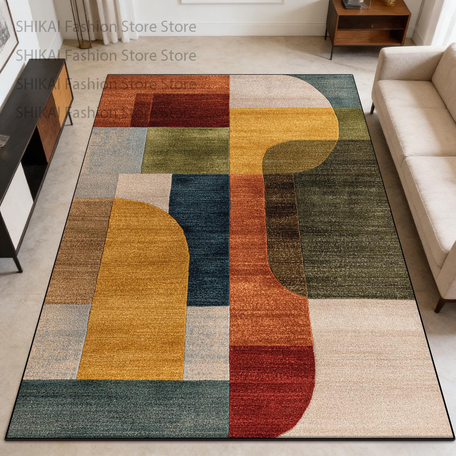

Modern Abstract Geometric Style Non-slip Balcony Rug Decoration Living Room Fluffy Carpet Large Area Easy Clean Coffee Table Mat 60x90cm