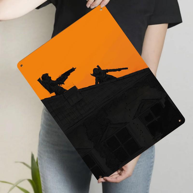 Tactical Silhouette Metal Wall Art Military Theme Home Decor Vintage Style Roof Warrior Decor