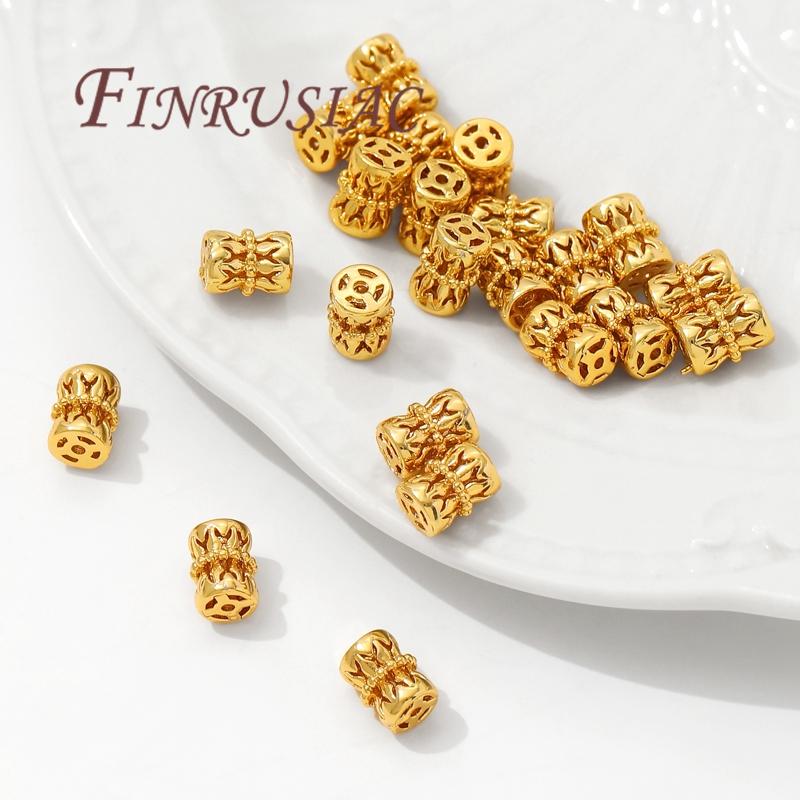 7.5mm*5.6mm 18K Gold Plated Hollow Spacer Beads For Jewelry Making,Separators For Bracelet Accessories,Metal Beads,Necklace Bead
