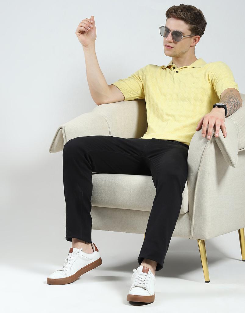 Luxuria Mens Self Design Collar Neck Tshirt