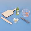Dollhouse Kitchen Set: Cutting Board, Oil Bottle, Rolling Pin, Egg Bowl, Whisk, Eggshell Cracker, Egg Model