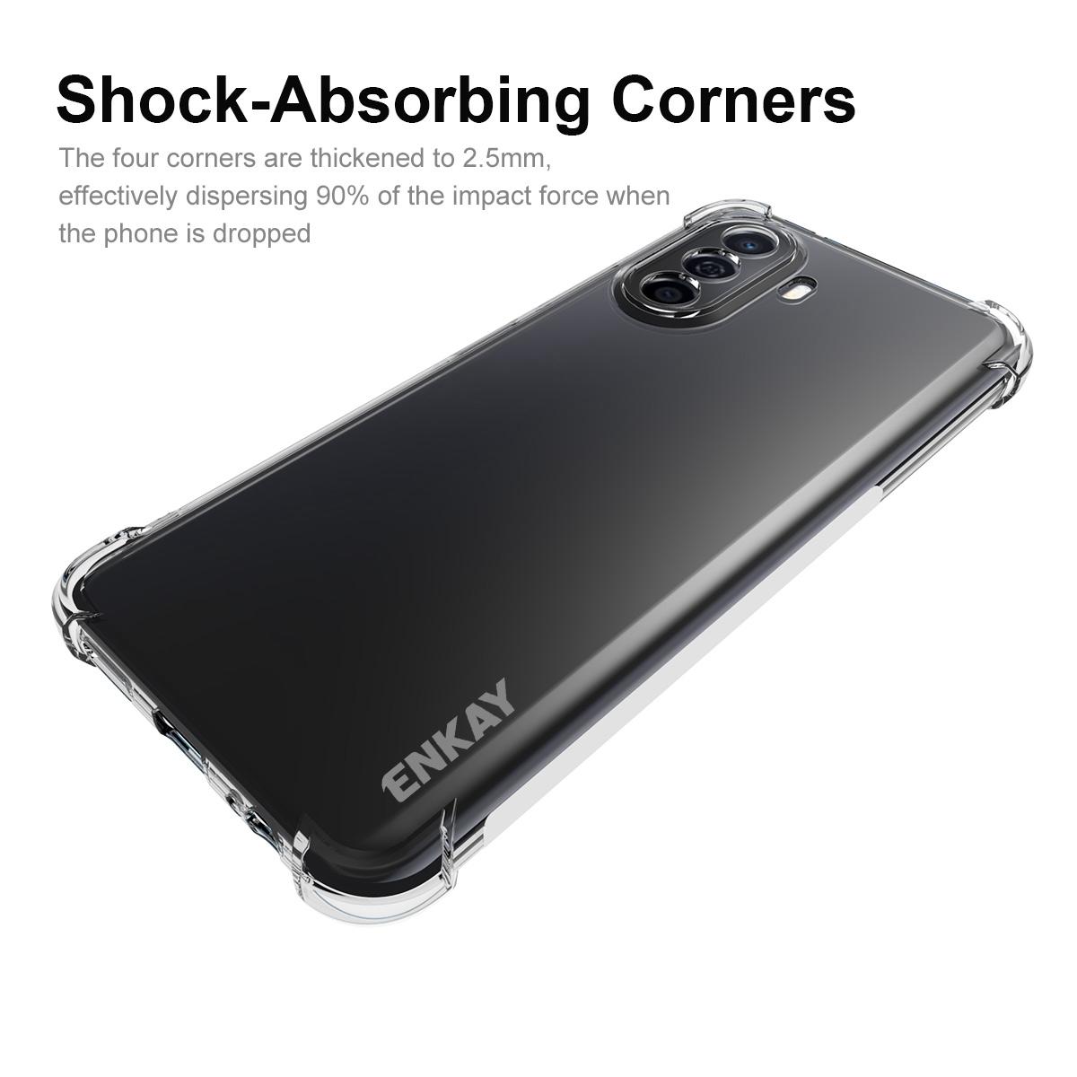 

ENKAY HAT PRINCE For Huawei Enjoy 50 4G/nova Y70 Plus 4G Reinforced Corner TPU Case Anti-slip Strip Edge Drop-Proof Phone Cover A