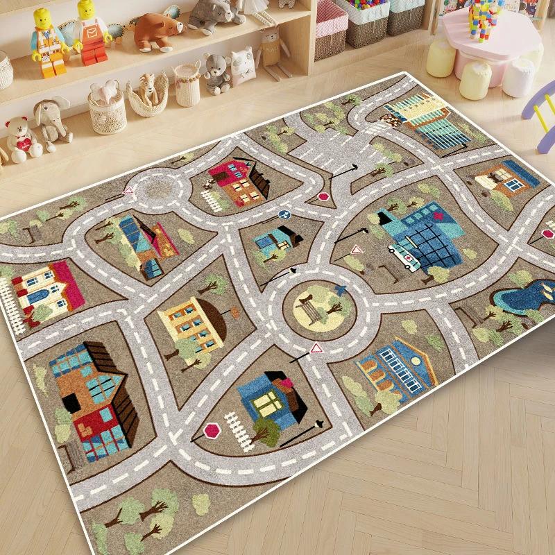 Cartoon Road Play Carpet Living Room Children's Bedroom Decoration Floor Rug 160X230CM Flannel Mat Soft Tatami Carpets Non-slip