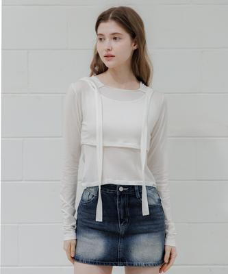 PANDORAFIT Layered Hoodie Sheer Top