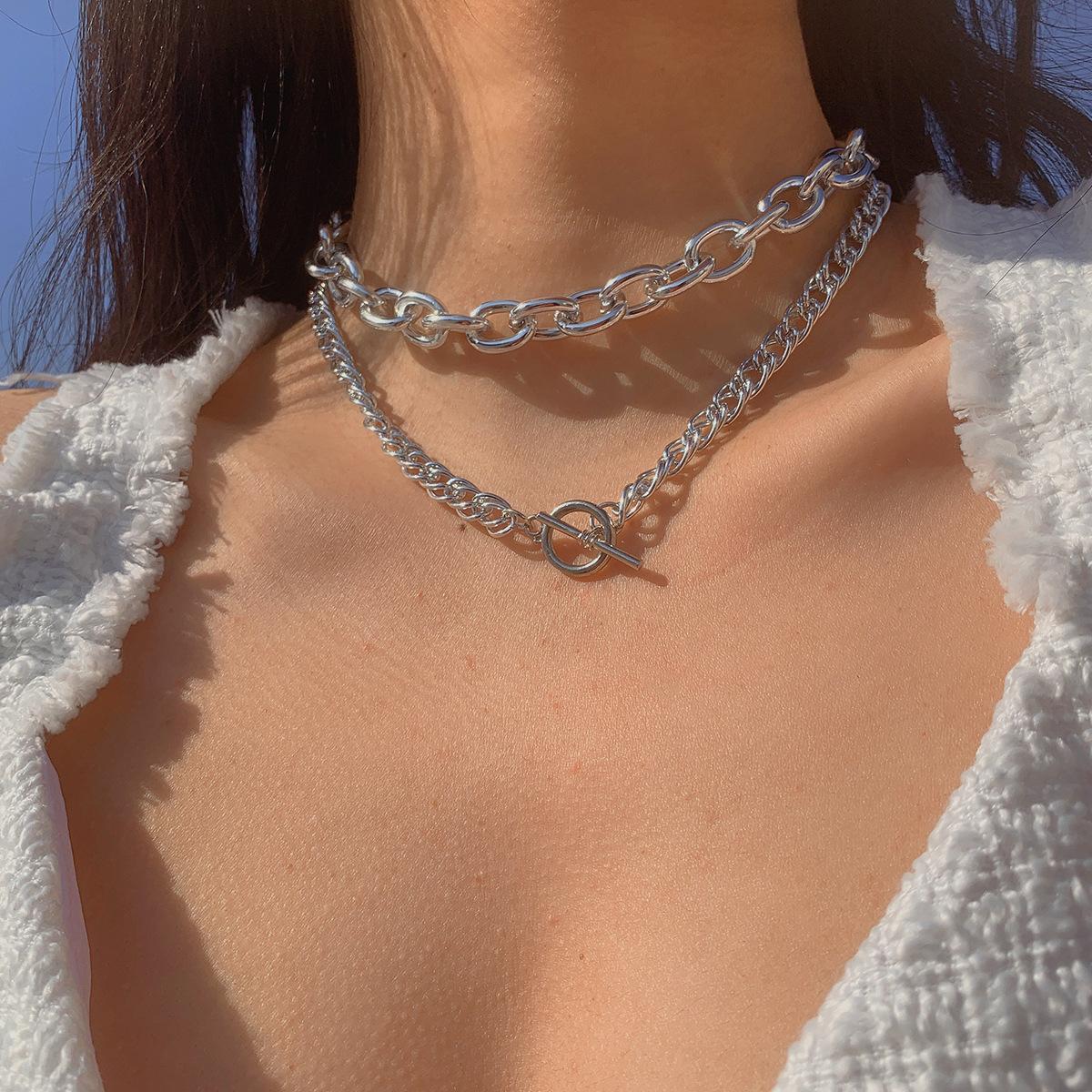 

Аксессуары, универсальные модные геометрические металлические изделия, простое персонализированное колье-цепочка с крестом в один слой для женщин