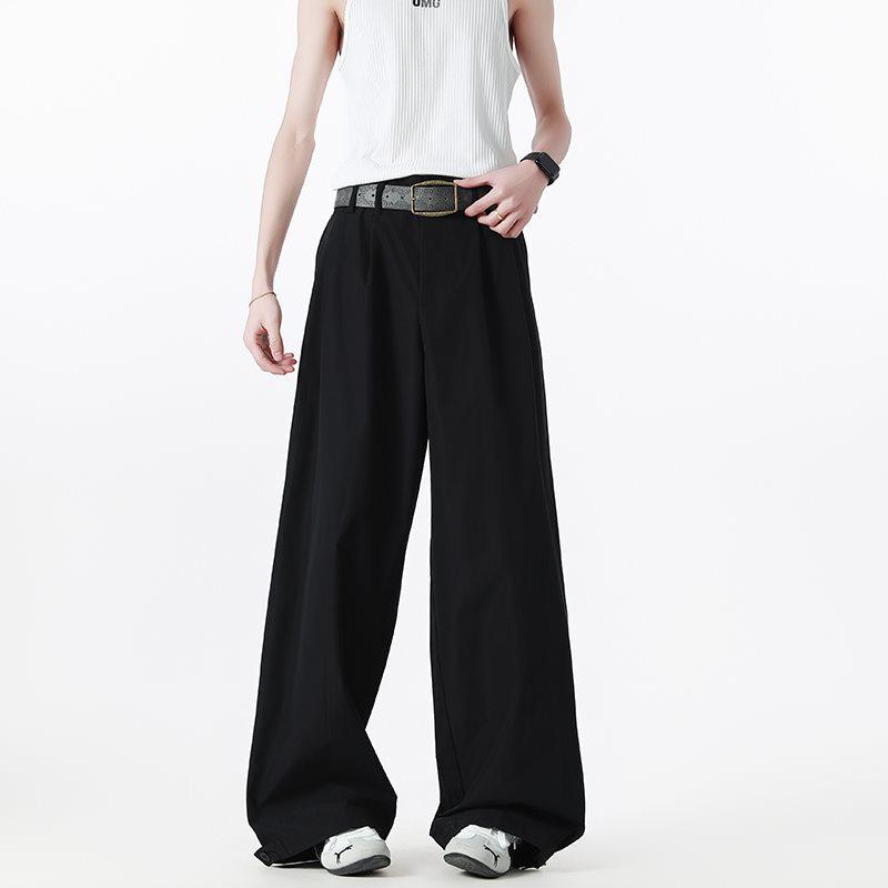 

Rui Lu Men s 2025 Summer Casual Loose Fit Straight Suit Pants XL чёрный