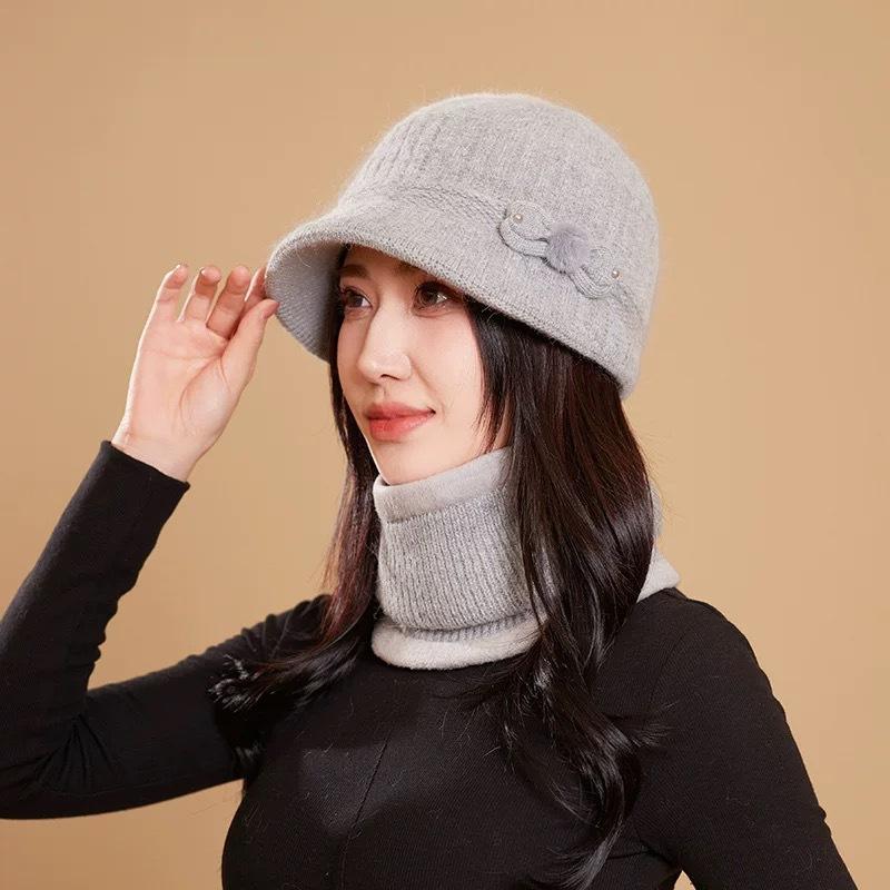 Bucket Hat Autumn Hat Ladies Winter Warm Wool Hat Basin Hat