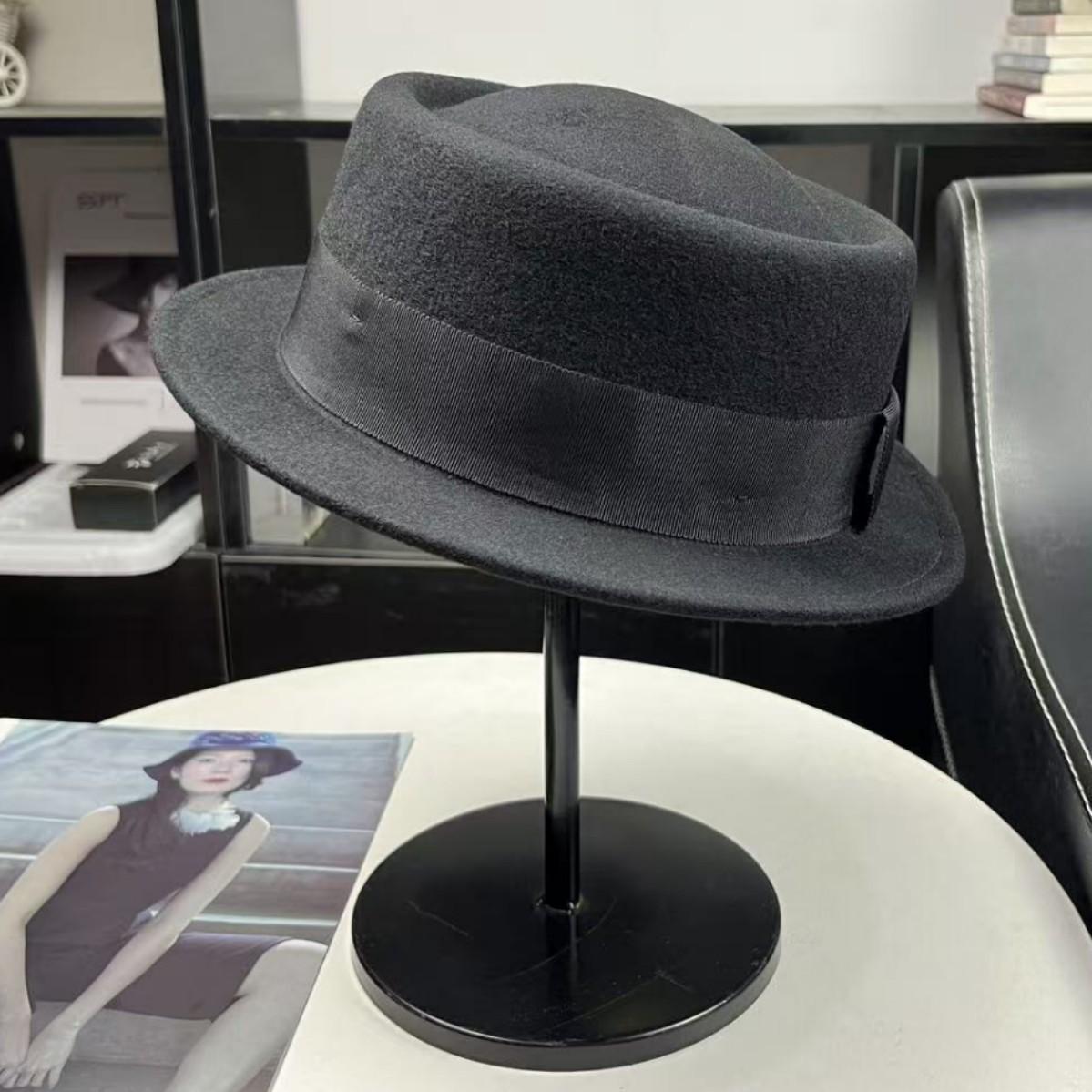 

French retro autumn and winter white small brim pure wool top hat British style simple and versatile face small lady basin hat M（55-58cm）