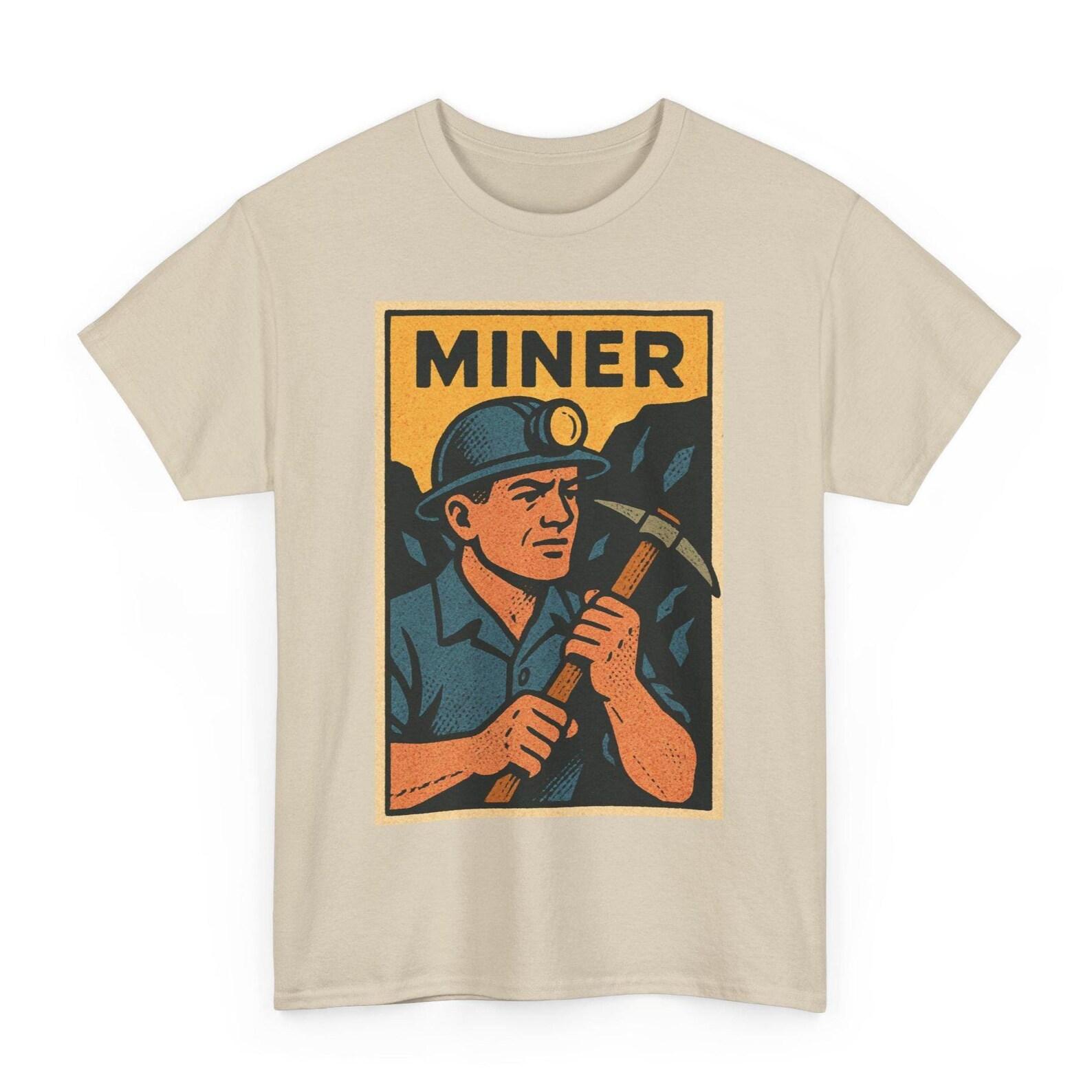 Retro Miner T-Shirt: Comic Style Mining Life Tee 4XL