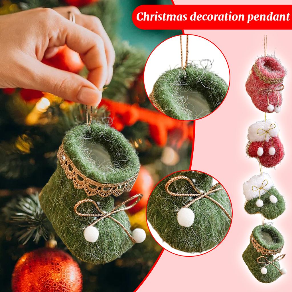 Plush Fabric Gloves Boots Shoes Christmas Tree Ornaments Decorative Ornaments Pendants