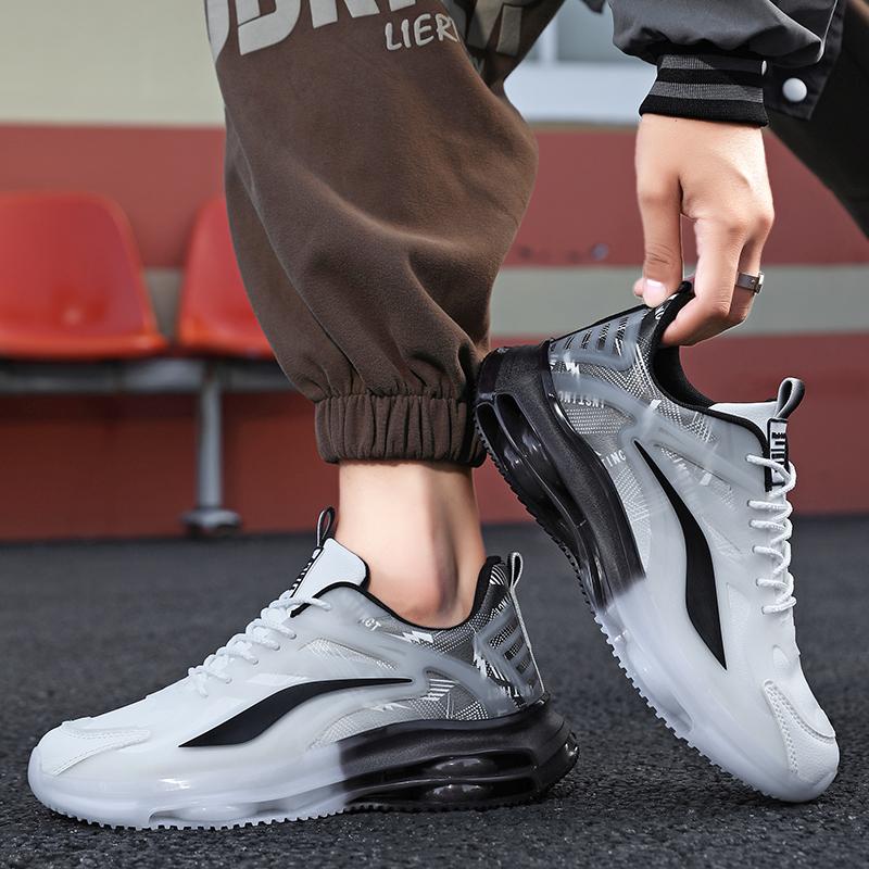 Men’s White Height Increase Street Style Sport Running Black Thick Sole Sneakers Retro Basketball Shoes Large Size for Students
