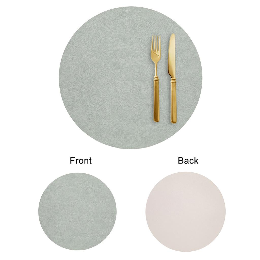 Vintage Style Double-Sided PVC Leather Placemat Round Faux Leather Heat-Resistant Waterproof Cup Plate Mat