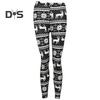 Høst Vinter Leggings Elg Snøfnuggtrykk Skinny Høy midje Stor Elastisitet Rumpe løftet Tykk Varm Myk Jul Langbukser Bunnbukser