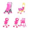 Miniature Baby Stroller For Dolls Accessories Dollhouse Furniture Plastic Mini Dining Chair Infant Carts Girls Pretend Toys