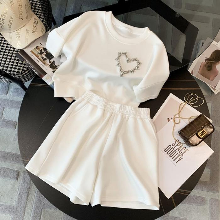 Large Size Aesthetic Casual Sportswear Suit Girls Summer Fashion Age-reducing Shorts Two-piece Set