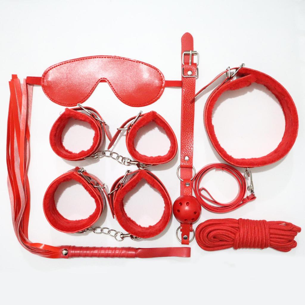 10-Piece Leather Bondage Set: Handcuffs, Collar & More for Couples
