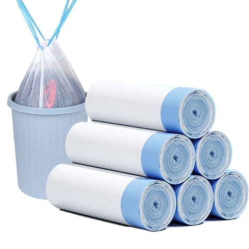 

SHIPAN Garbage Bags, Approximately 10L Capacity, with Drawstring, 120 count, Semi-Transparent, 0.012mm Thick, 45cm x 50cm, Roll, for Home and Office U
