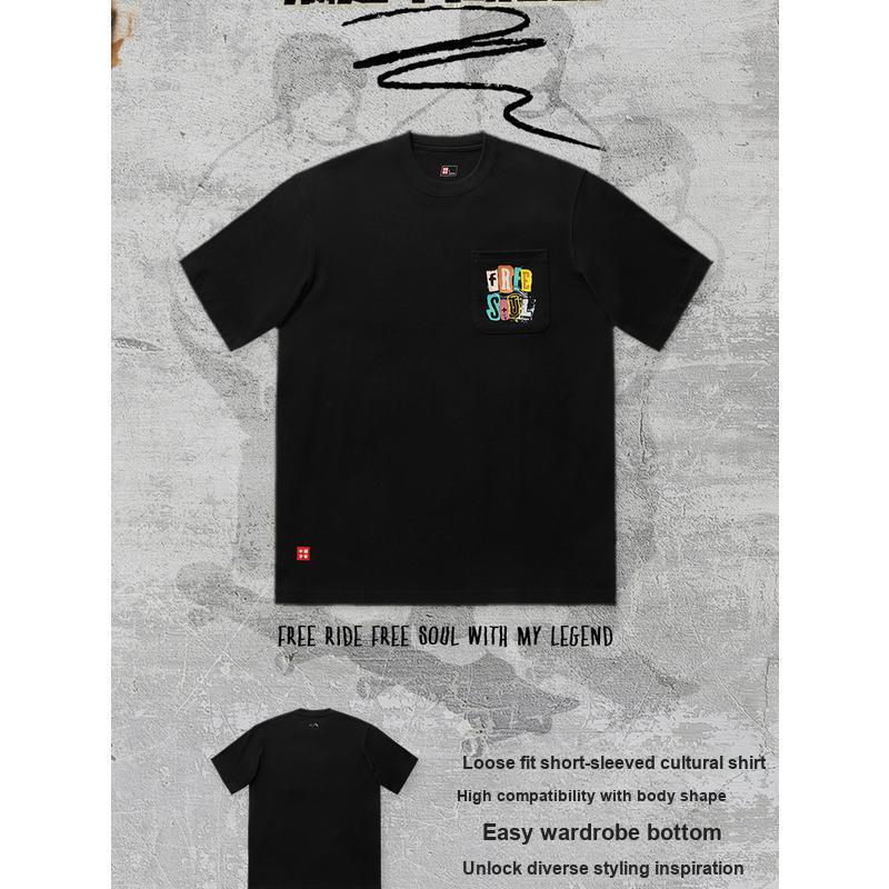 Li Ning Skateboard Series Letter Round Neck Comfortable Versatile Breathable Short Sleeve T-Shirt Unisex Tops Black AHSU933-1