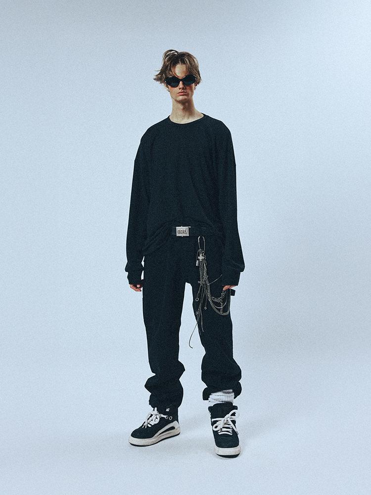 SUNDAY FRUIT MARKET Sunday Mini Waffle Ls Tee Charcoal