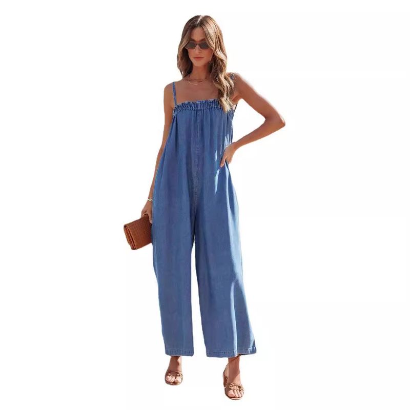 Jumpsuits Summer Loose High Waist Fashion Suspenders Jumpsuit Slim Looking Loose Pants Cropped Casual Suspender Trousers
