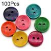 100Pcs Mixed Colorful Wood 2 Holes Round Buttons for Sewing Scrapbooking Crafts