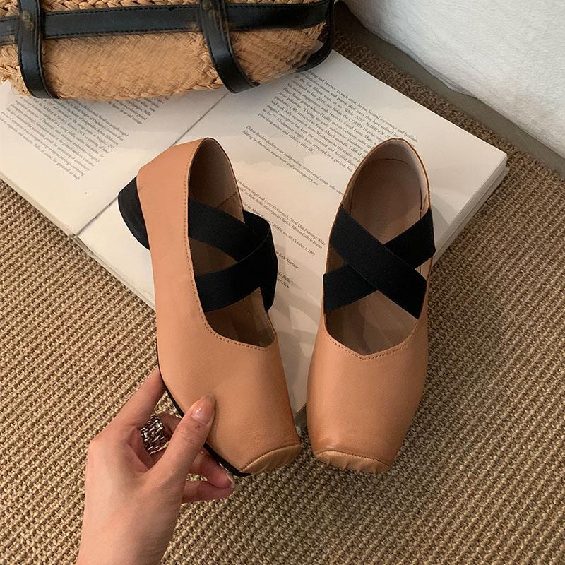 Fashion Fashion Shallow Women Ballet Flats Dance Shoes Spring Autumn Female Soft Footwear Square Toe Ladies Mary Janes Flats Shoes