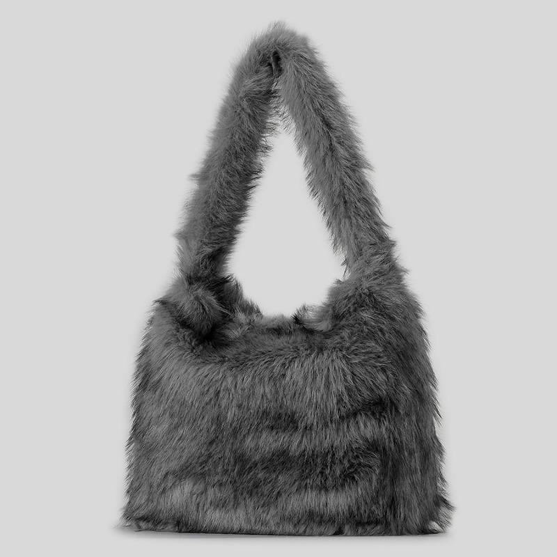 Niche Design Plush Underarm Bag Slouchy Faux Fur Handbag Winter Fur Bag for Women