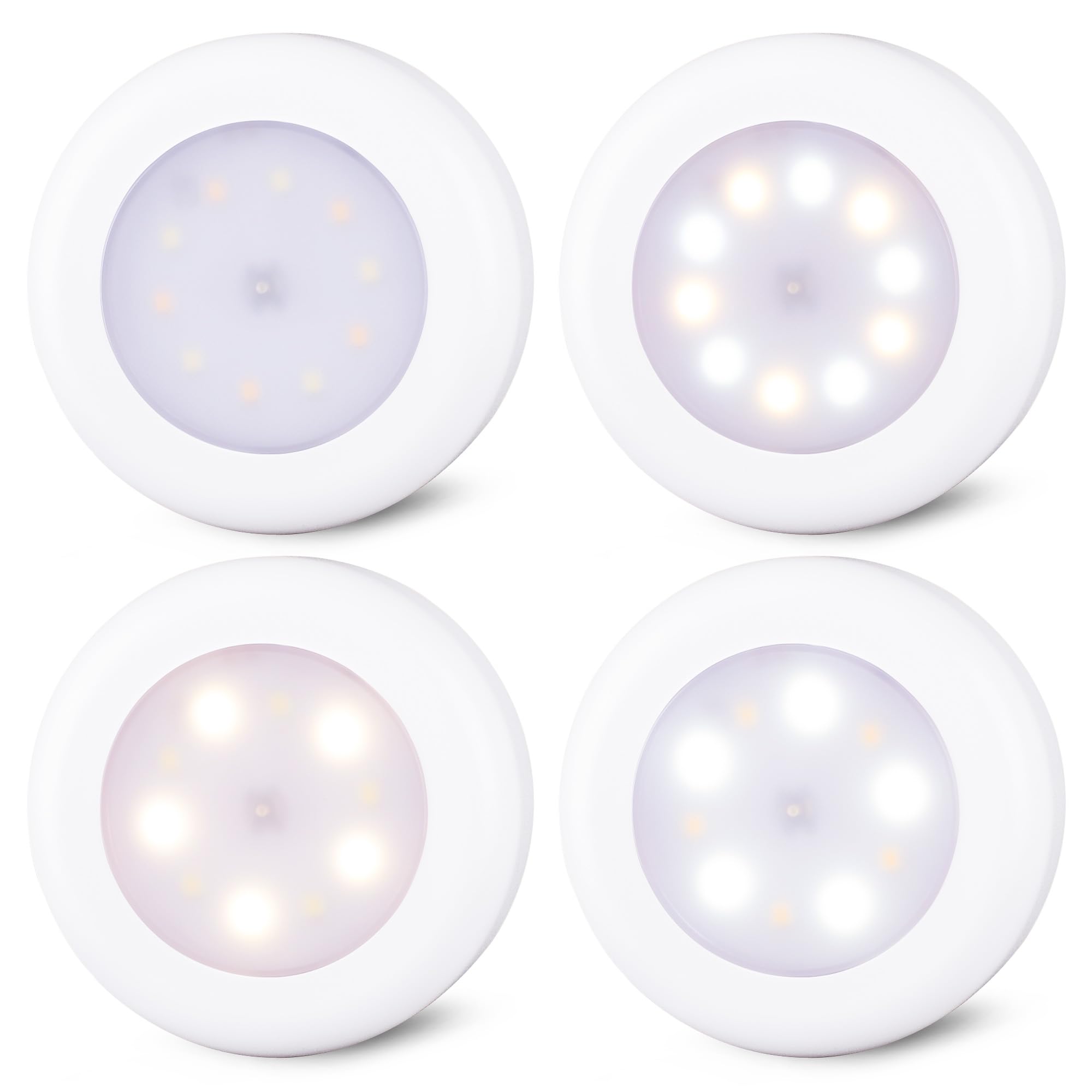

8cm Adjustable Touch Light AA Battery Powered Small LED Light Compact Bright Wireless No Installation Push Light Emergency Light for Car Color Set of