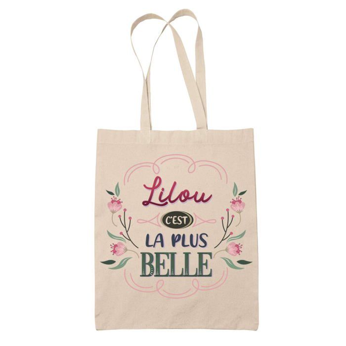 Sac cabas - PLANETEE - Lilou la plus belle - Jute naturel - Imprimé en France - Anses solides