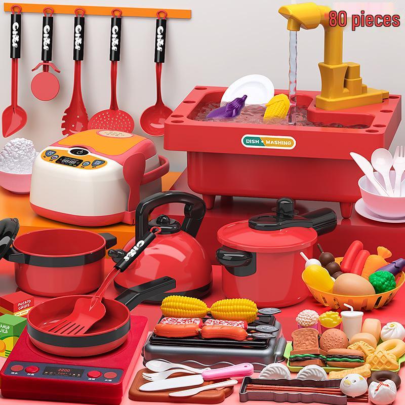 Mini Kitchen Playset for Girls: Dishwasher, Table, Sink & Fruit Toys for Ages 2-3