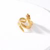 Gold Plated Snake Shape Stainless Steel Ring - European & American Fashion, French Retro Titanium Steel Jewelry.