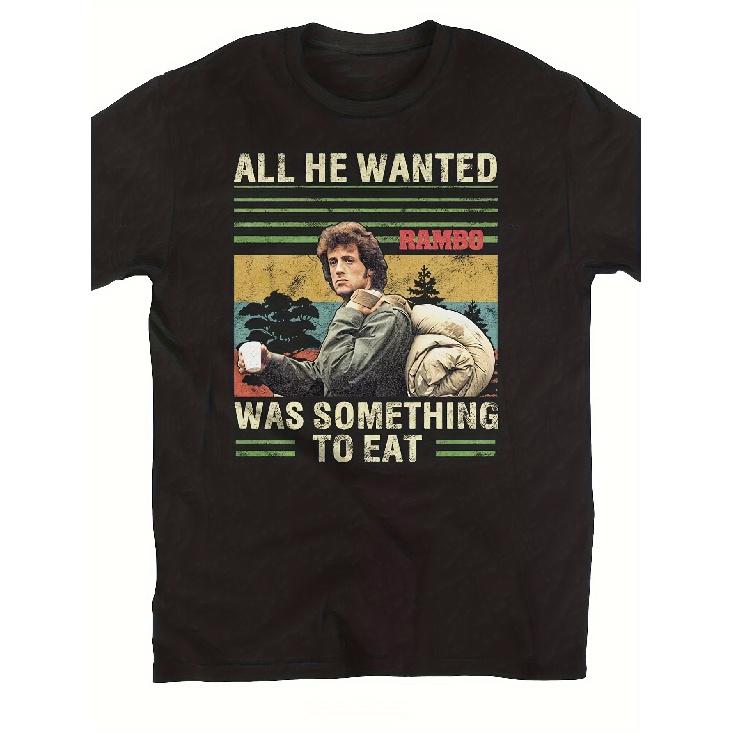 John Rambo Movie T-Shirt - Vintage First Blood Part II Iconic Quote & Rambo Logo Print, 80s Retro Action Film Apparel, All-Season Fit Casual Tee for