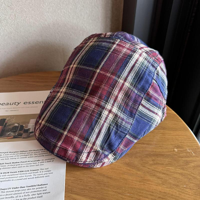 Summer Girls Lightweight Checkered Newsboy Cap With Breathable Fabric For Daily Fashion