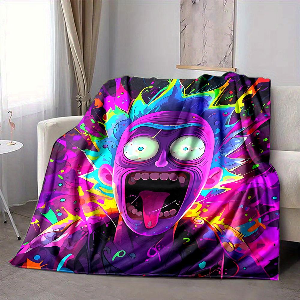 1pc Rick Sanchez Blanket Lightweight Flannel Throw For Sofa, Bed, Travel, Camping, Livingroom, Office, Couch, Chair, And Bed