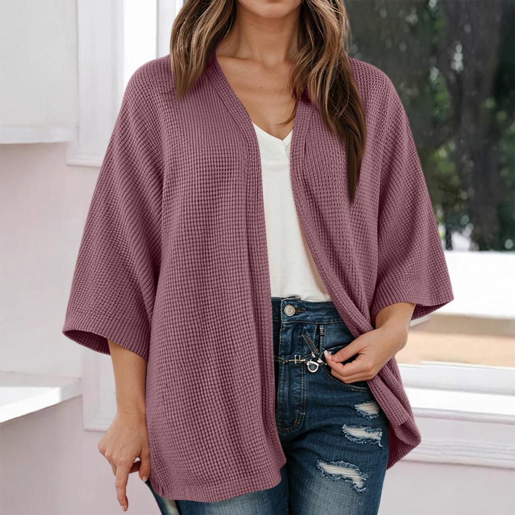 Women Fashion Cardigan Casual Ribbed Knit Open Front Short Sleeve Color Lightweight Soft Shirts