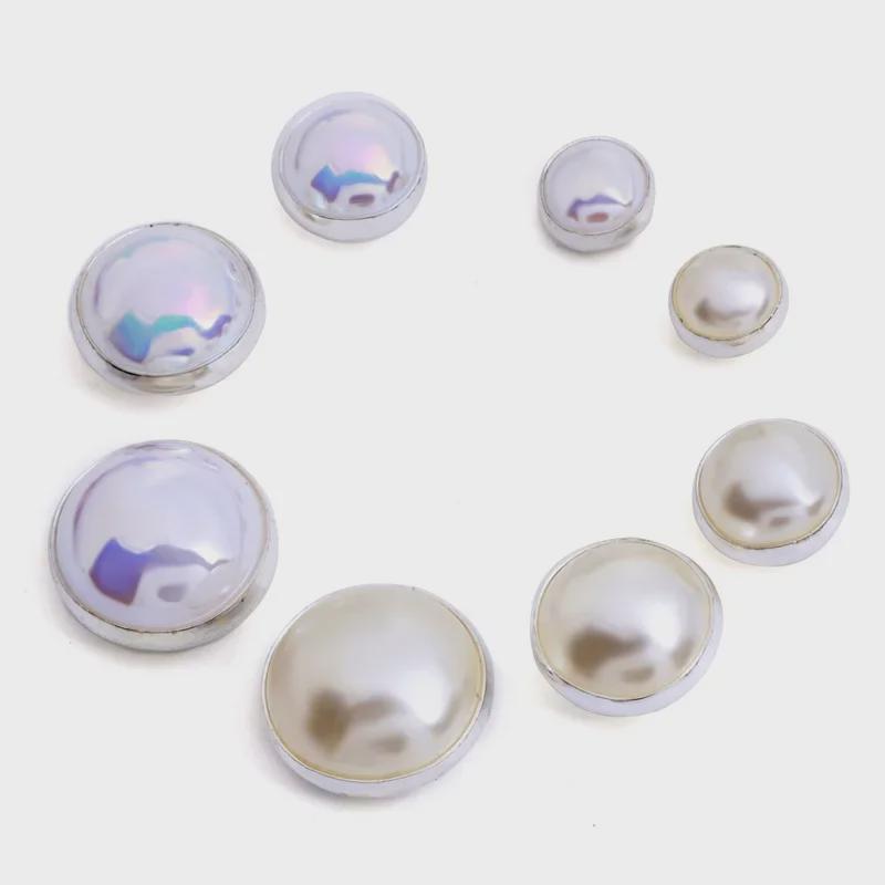 Hand-Sewn High Brightness Half-Surface Flat Bottom Pearl Buttons - Pure White & Beige