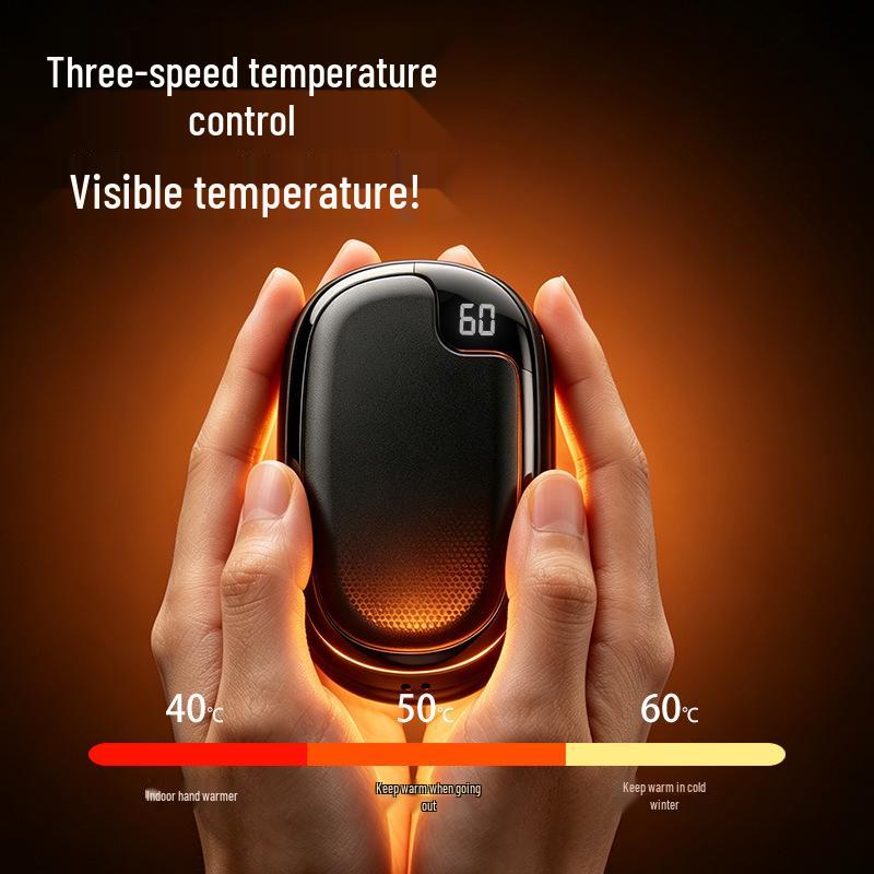Magnetic USB Charging Hand Warmer with Digital Display - Large Capacity Heating 2026