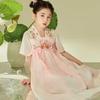 Girls' Princess Style Hanfu Short Sleeve Embroidered Dress