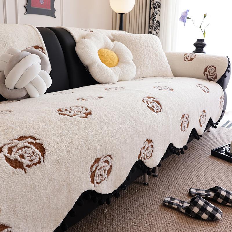 Thicken Plush Sofa Towel Winter Sofa Cover Cloth Towel Anti Slip Blanket Home Decoration Pillow Cover Sofa Backrest Towels