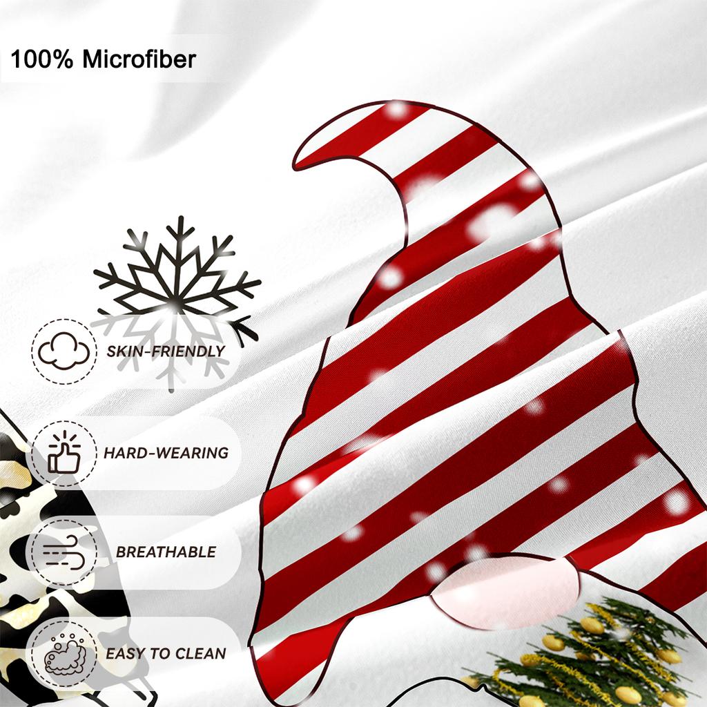 3pcs/set Christmas Reindeer Snowman Bedding Set Includes 1 Duvet Cover And 2 Pillowcases Soft And Skin-Friendly