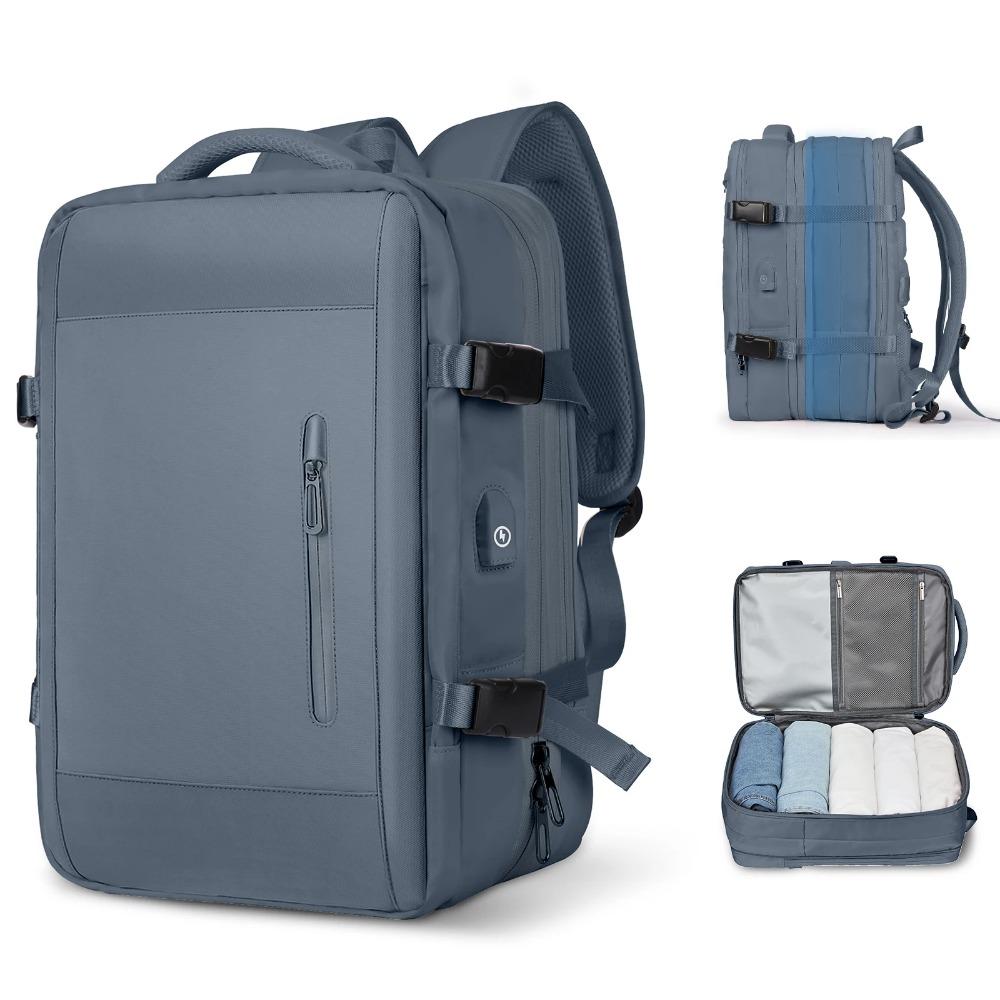 Reiserucksack für Männer, erweiterbarer Laptop-Rucksack mit USB-Anschluss, große wasserdichte Anti-Diebstahl-Business-Computertasche für Frauen