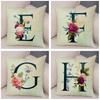 English Flower Beige Letter Print Pillow Case for Sofa Home Decor Floral A-Z Cushion Cover Soft Short Plush Pillowcase 45x45cm